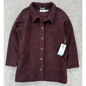 AVENTURA‎ Bethann Coat Womens L Dark Red Boucle Eco Fleece Winter Cabin Coat NWT
